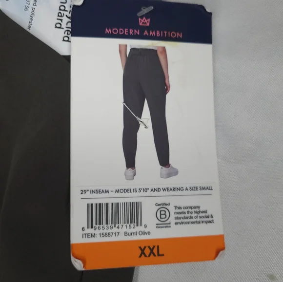 Modern Ambition Pants OLIVE Tie-Front Tapered Leg Pockets Elastic Waist Sz 2XL - Picture 8 of 16